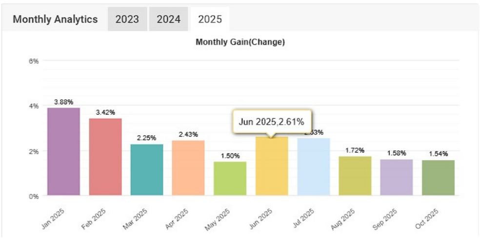 Guadagno mensile 2025, mese per mese
