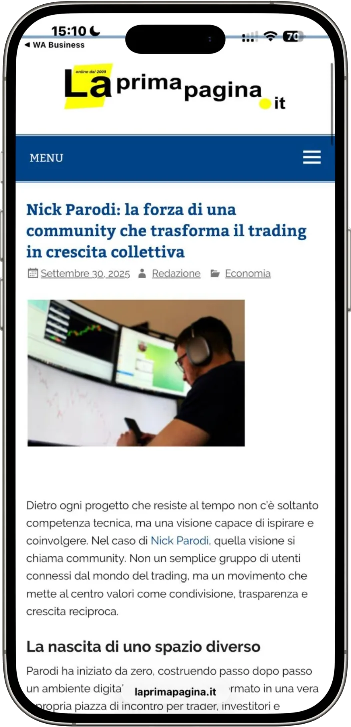 La Prima Pagina: «Nick Parodi: la forza di una community che trasforma il trading in crescita collettiva»